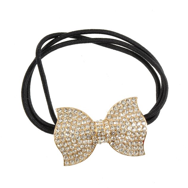 Elastic de par negru cu funda aurie