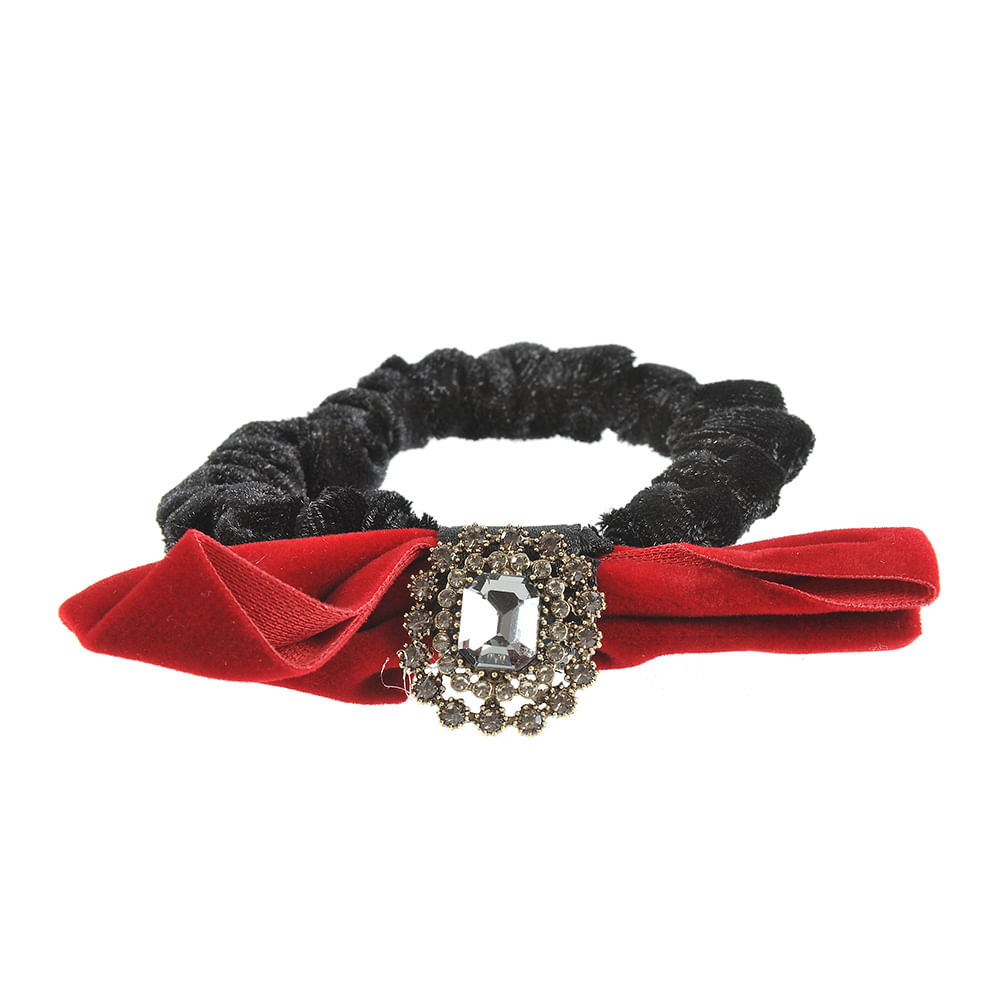 Elastic de par negru cu funda si accesoriu aplicat - 2 | YEO