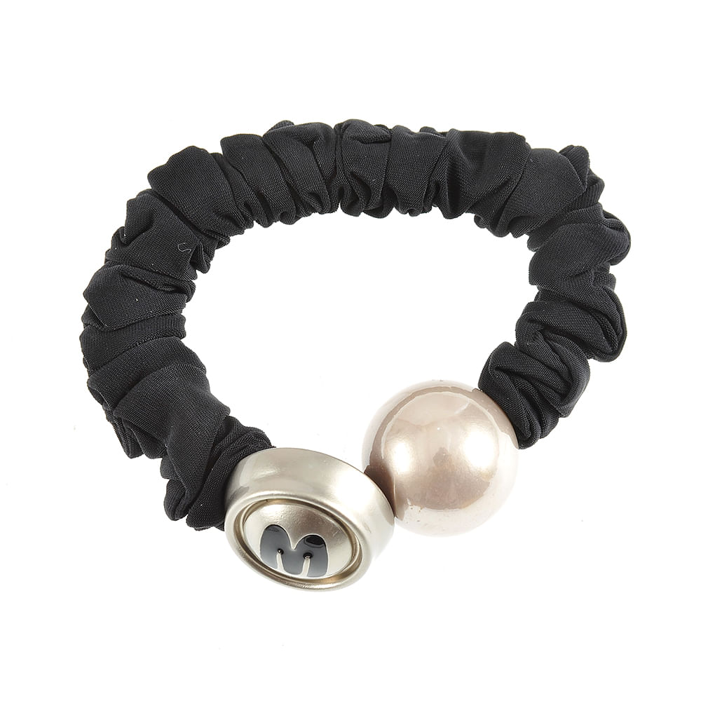 Elastic de par negru cu perla - 1 | YEO