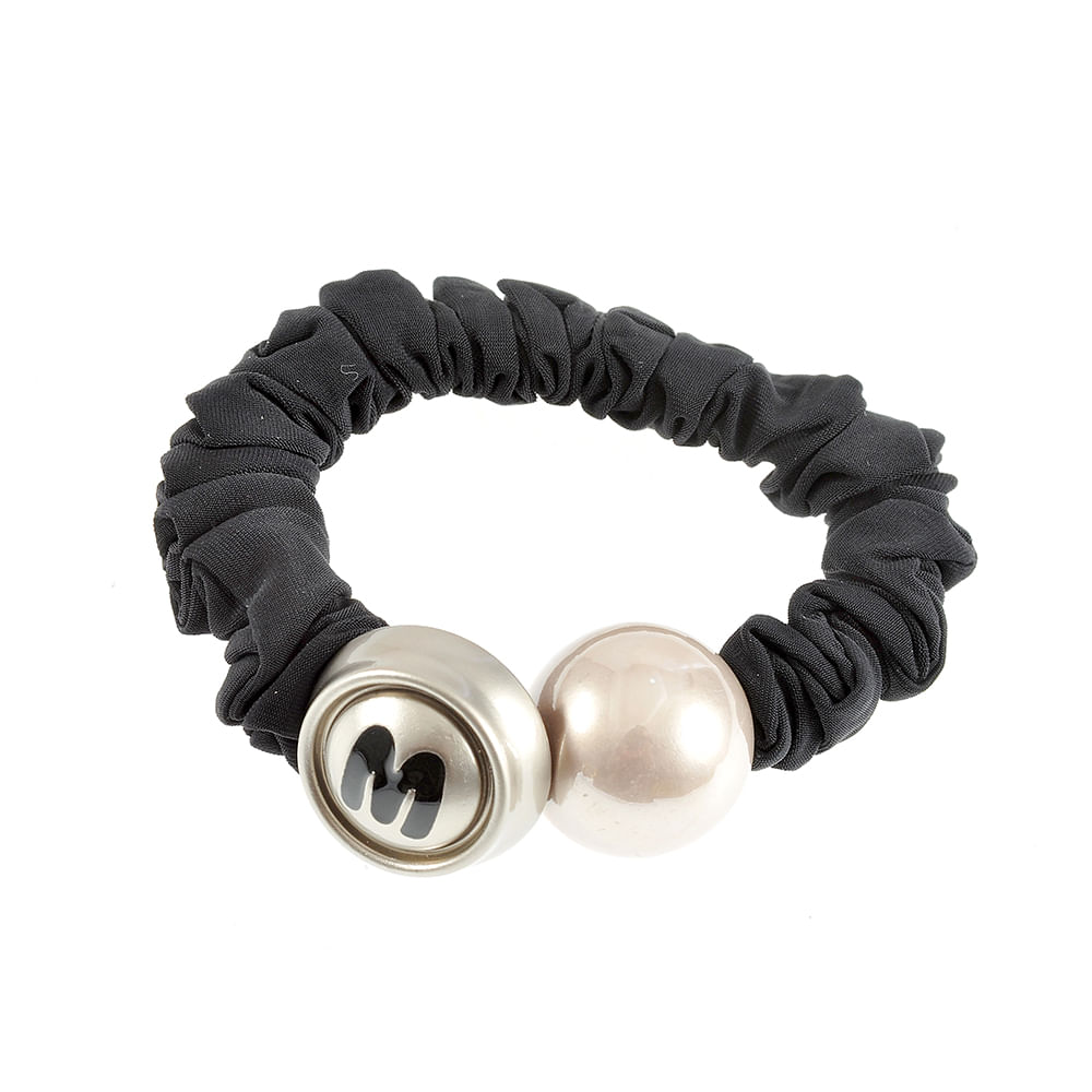 Elastic de par negru cu perla - 2 | YEO