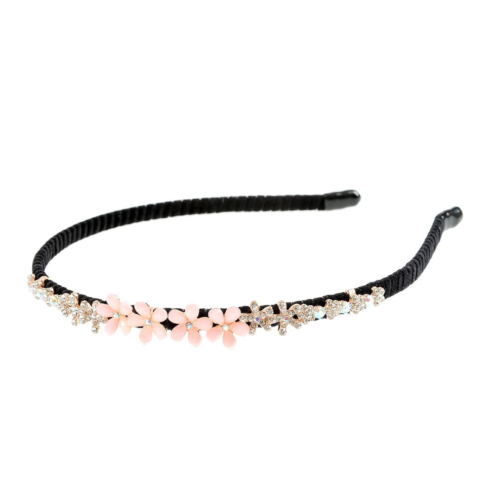 Bentita neagra cu flori roz si albe - 2 | YEO