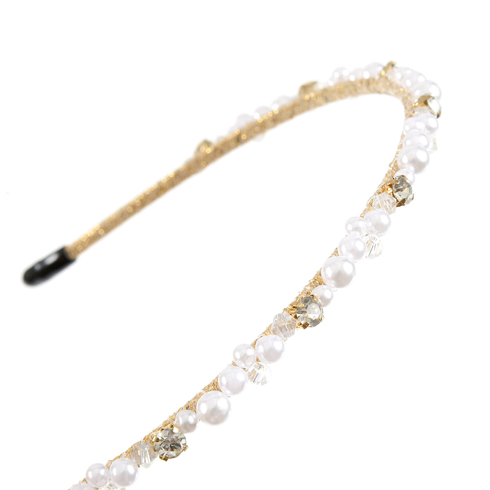 Bentita aurie cu perle mici albe - 1 | YEO