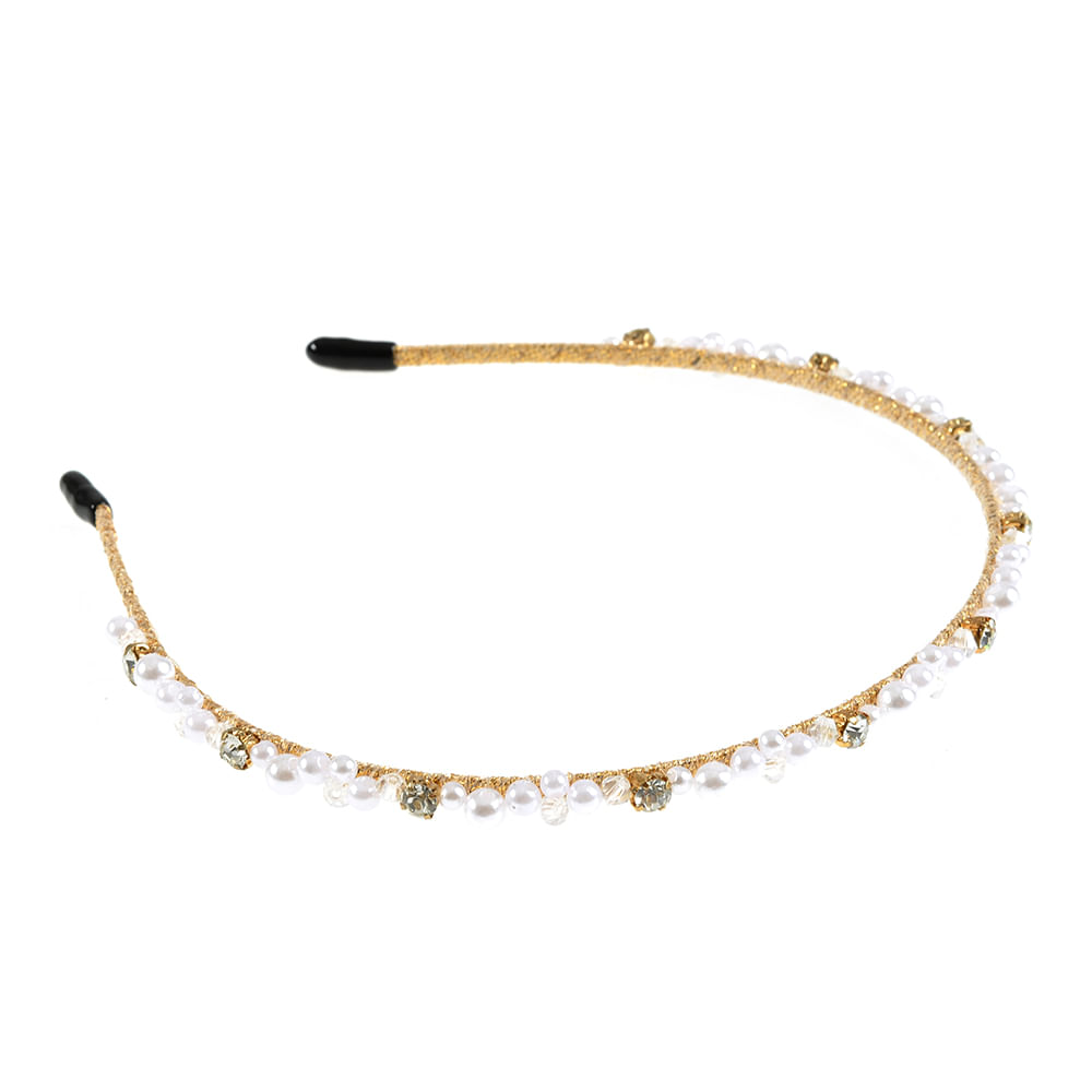 Bentita aurie cu perle mici albe - 2 | YEO
