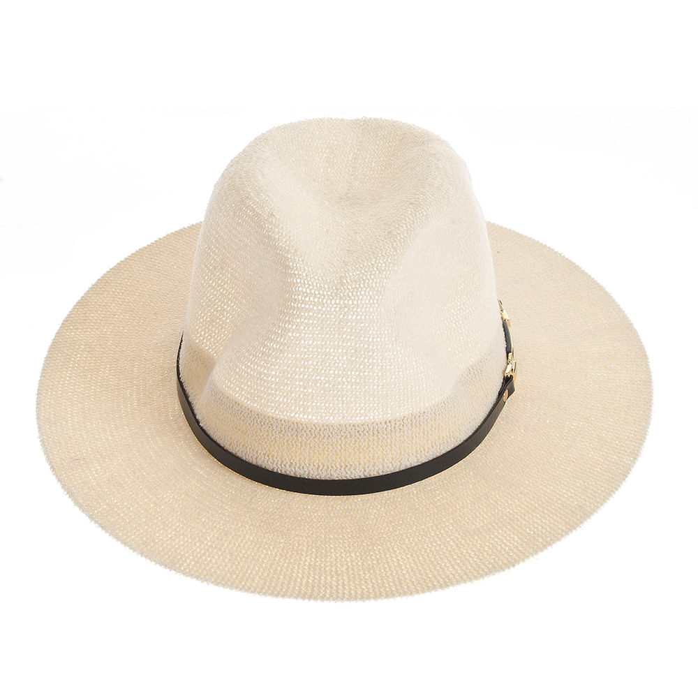 Palarie alba de vara cu accesoriu tip curea - 1 | YEO