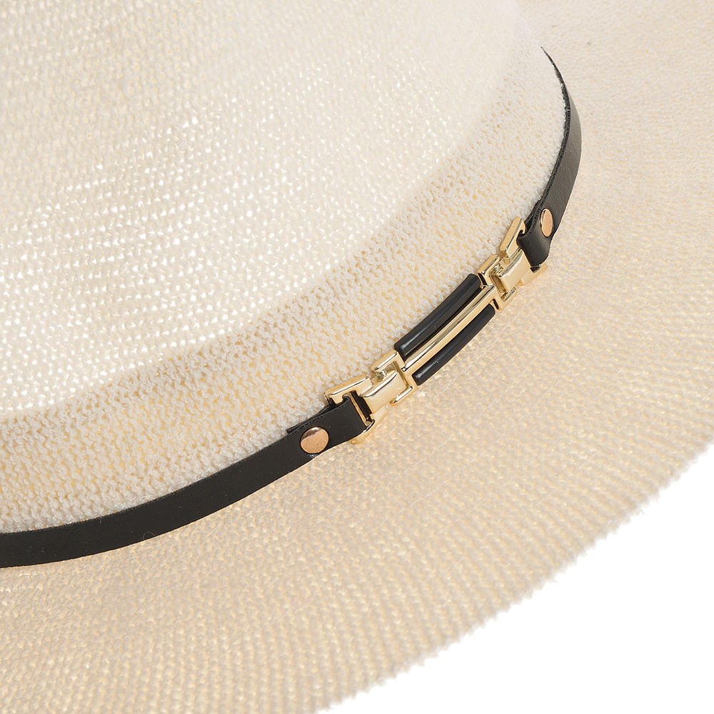 Palarie alba de vara cu accesoriu tip curea - 3 | YEO