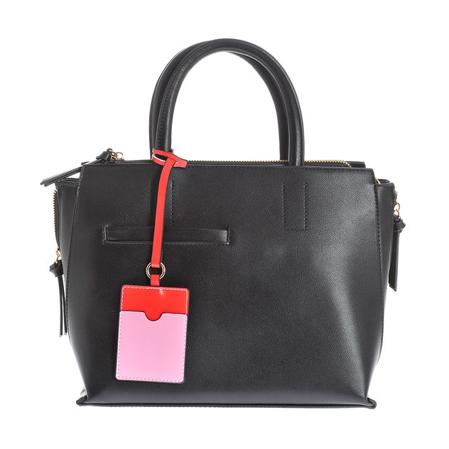 Geanta neagra de umar cu accesoriu in doua culori