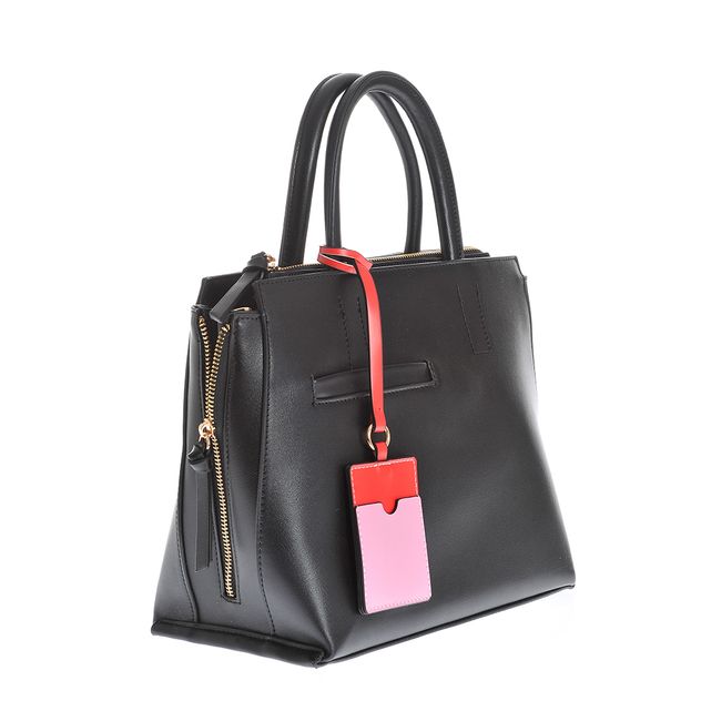 Geanta neagra de umar cu accesoriu in doua culori