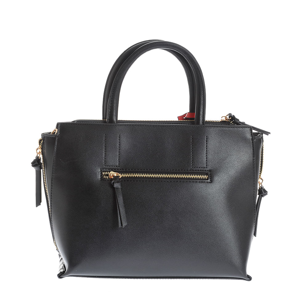 Geanta neagra de umar cu accesoriu in doua culori - 2 | YEO
