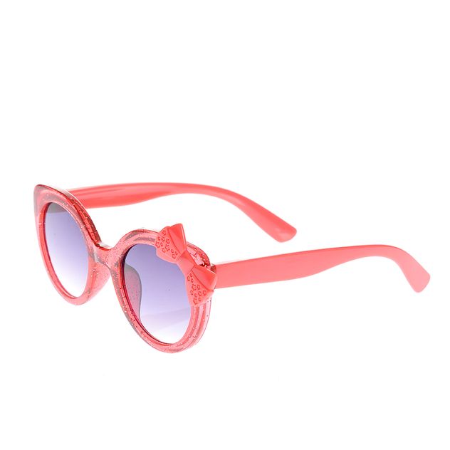Ochelari de soare roz cu glitter si fundita decorativa