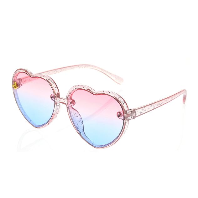 Ochelari in forma de inima cu lentile roz-albastre si glitter