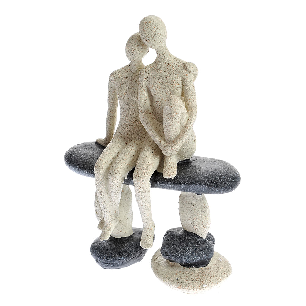 Statueta decorativa Cuplu pe banca,  stil minimalist, 20 cm - 2 | YEO