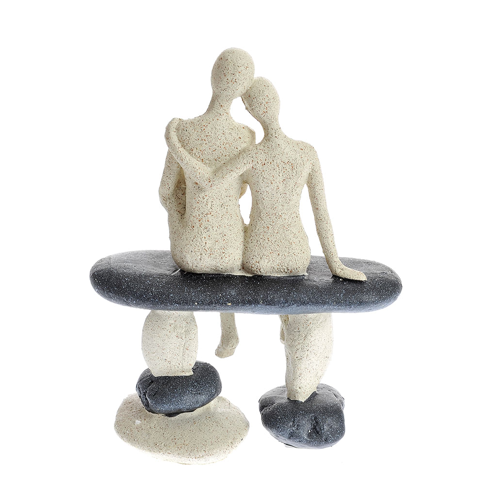 Statueta decorativa Cuplu pe banca,  stil minimalist, 20 cm - 3 | YEO