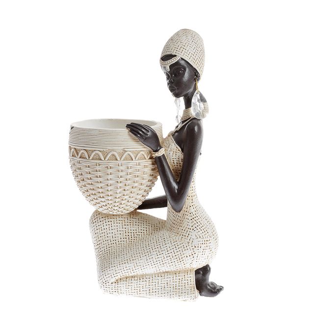 Statueta femeie africana cu vas 24 cm