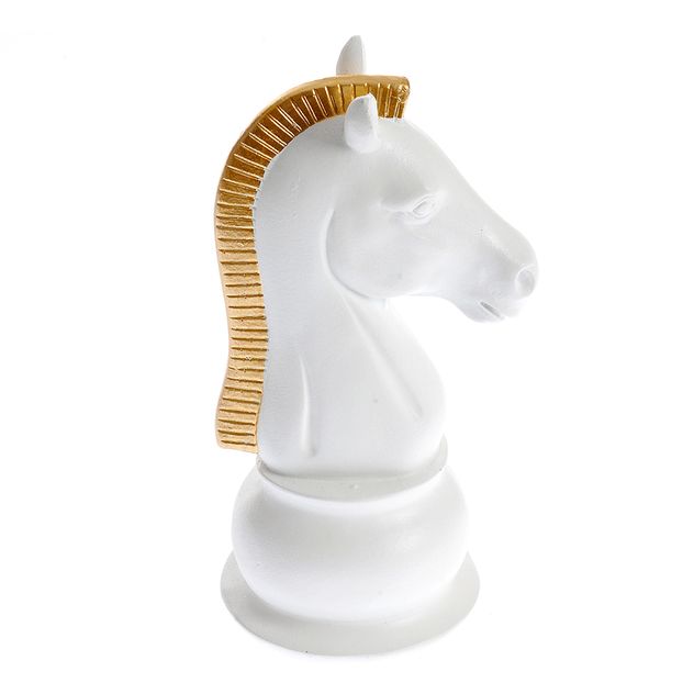 Statueta decorativa cal alb cu creasta aurie 19 cm
