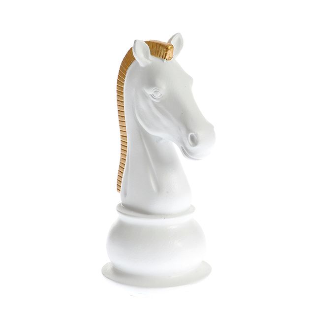 Statueta decorativa cal alb cu creasta aurie 19 cm