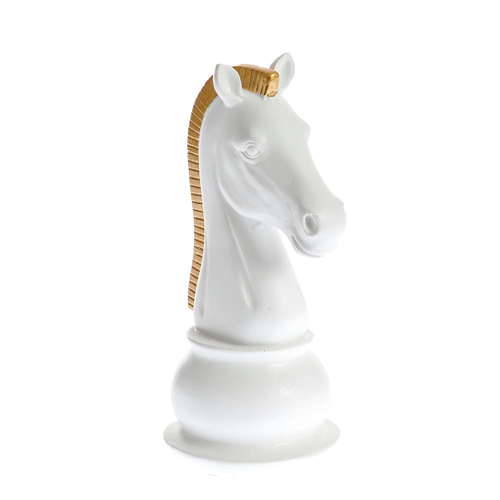 Statueta decorativa cal alb cu creasta aurie 19 cm - 1 | YEO