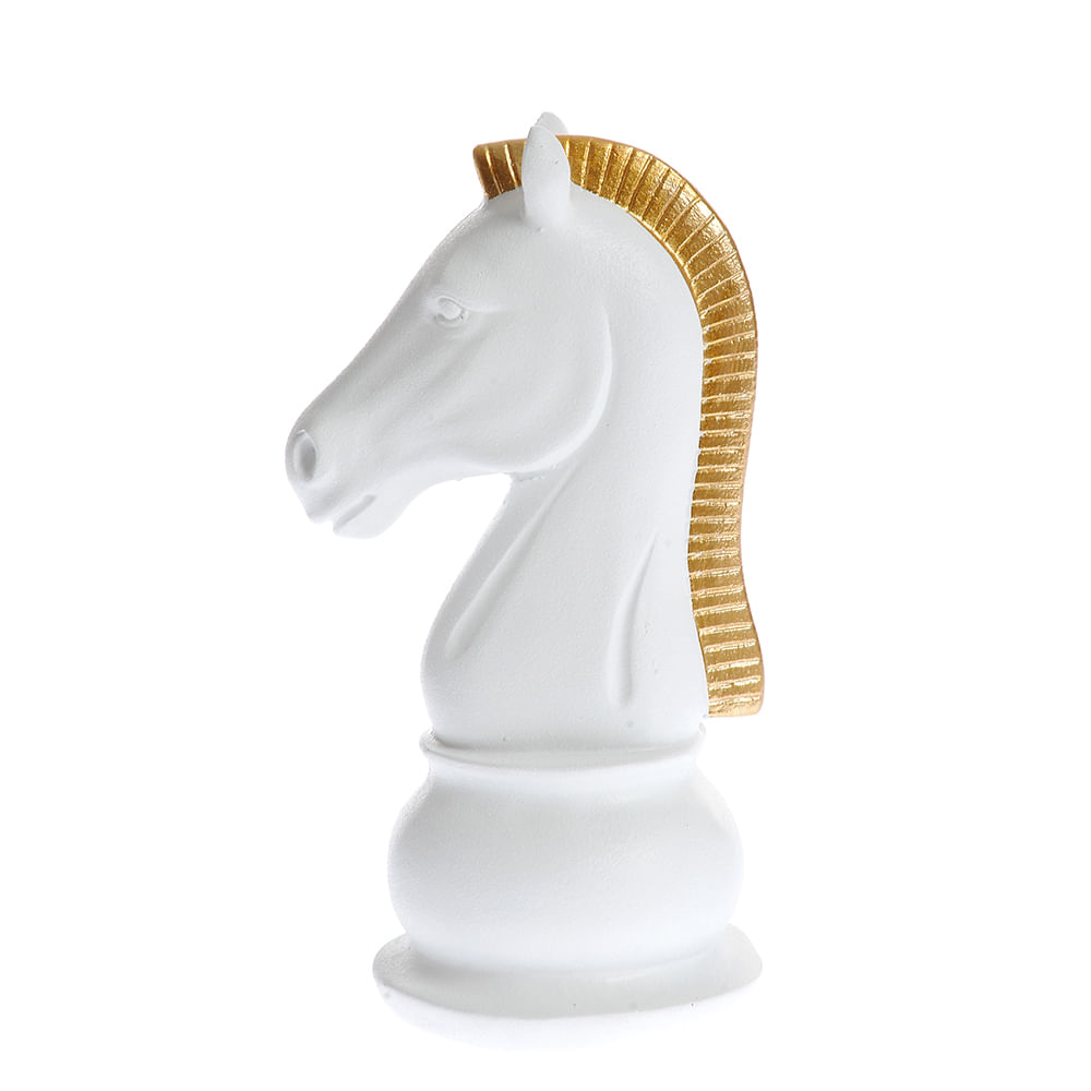 Statueta decorativa cal alb cu creasta aurie 19 cm - 2 | YEO