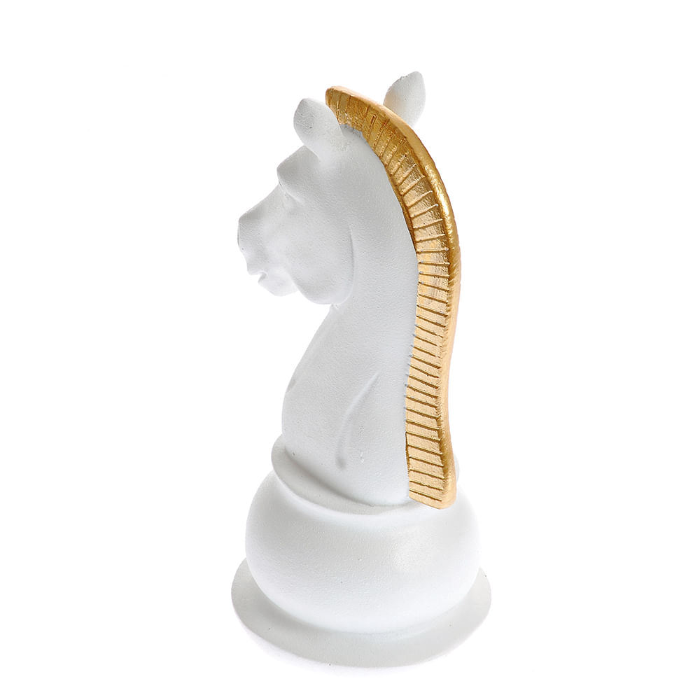 Statueta decorativa cal alb cu creasta aurie 19 cm - 3 | YEO