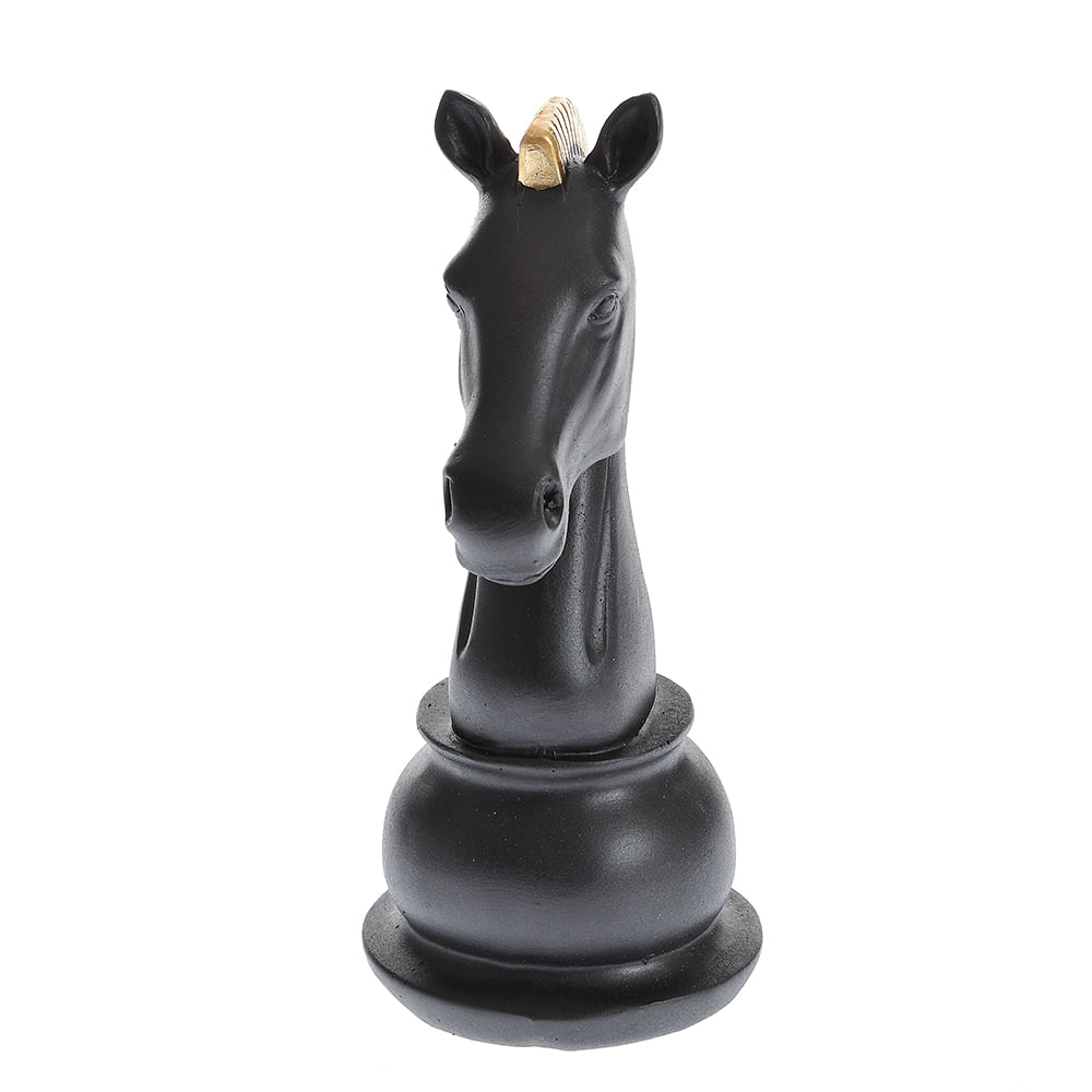 Statueta decorativa cal negru cu creasta aurie 19 cm - 1 | YEO