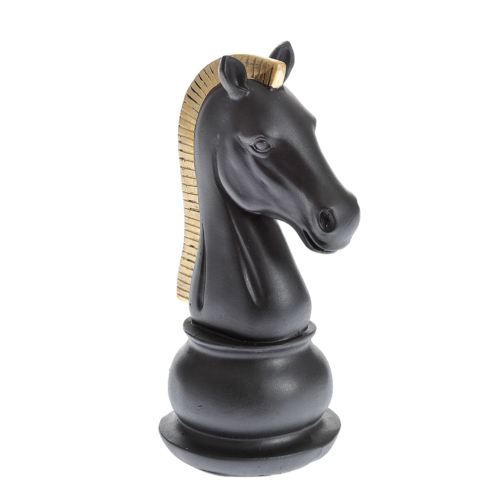 Statueta decorativa cal negru cu creasta aurie 19 cm - 2 | YEO