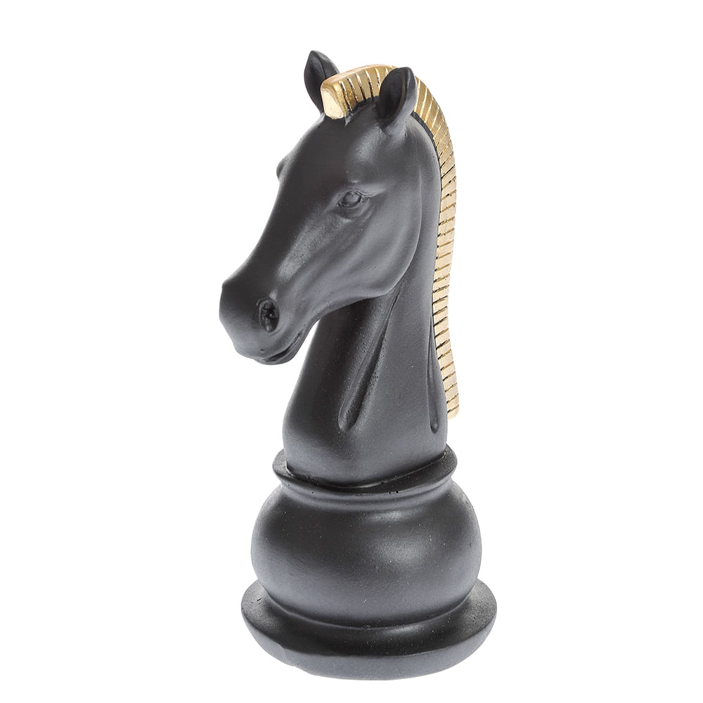 Statueta decorativa cal negru cu creasta aurie 19 cm - 3 | YEO