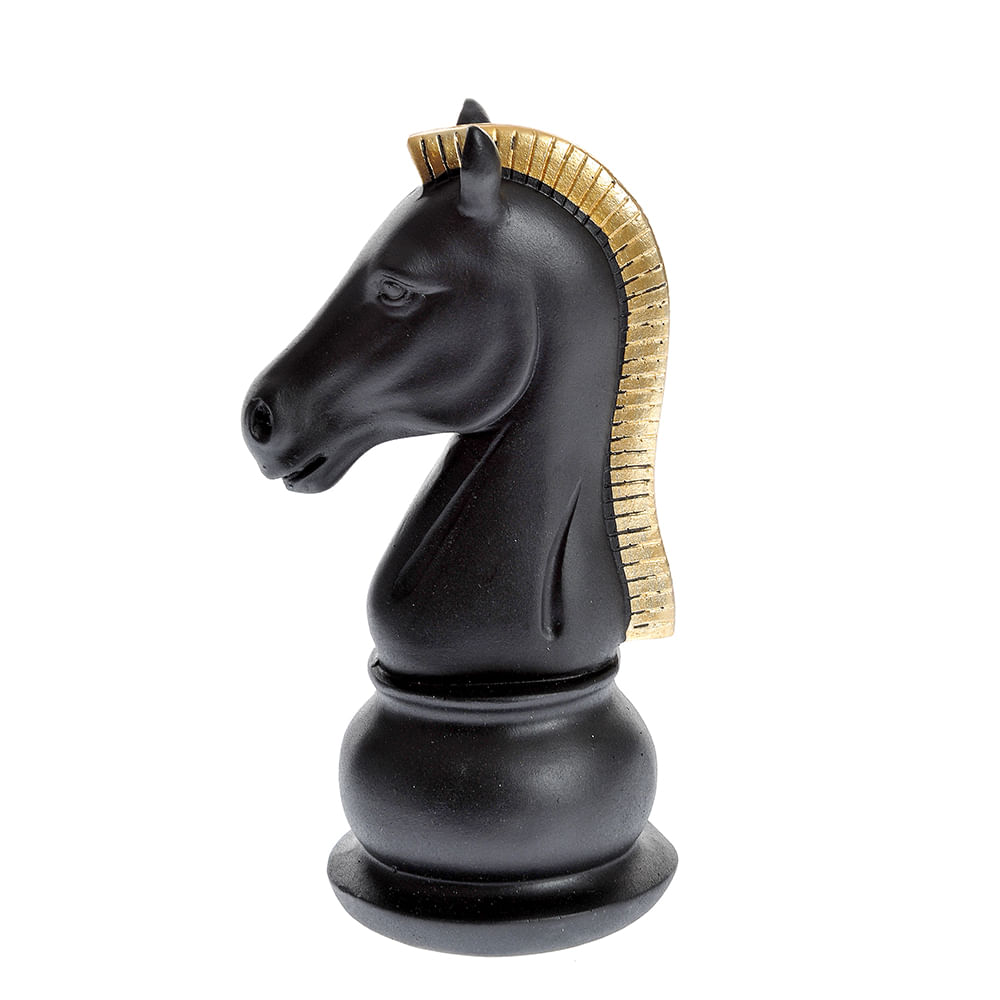 Statueta decorativa cal negru cu creasta aurie 19 cm - 4 | YEO