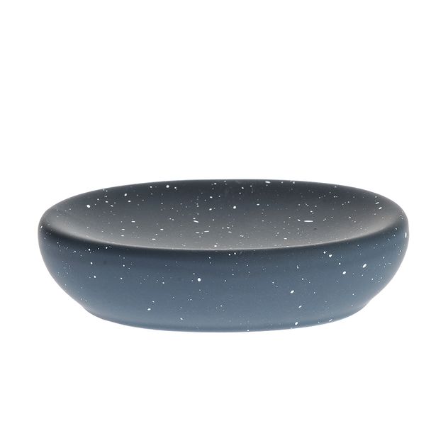 Suport pentru sapun din ceramica neagra cu stropi albi 12 cm