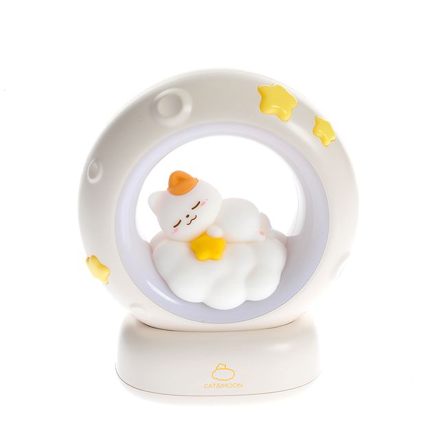 Veioza de veghe Cat & Moon cu pisicuta dormind pe nor, 14 cm