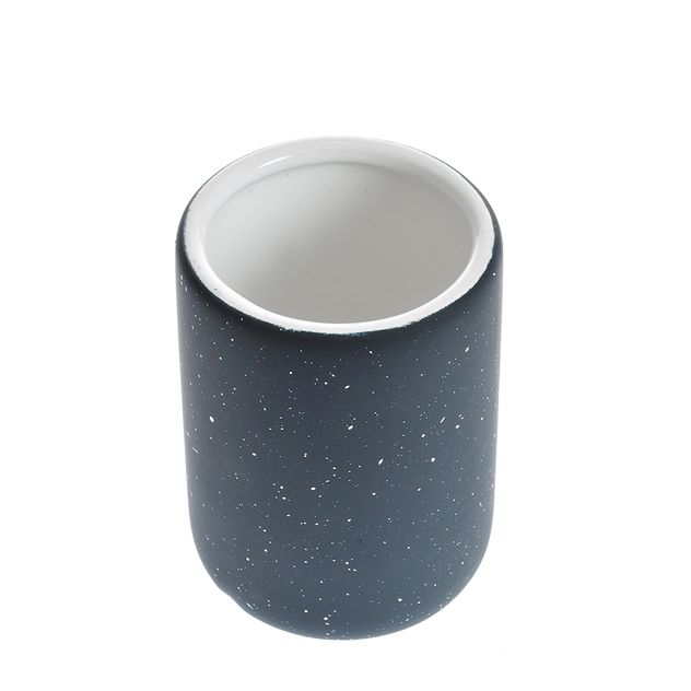 Suport ceramic pentru periute de dinti, finisaj negru mat cu stropi albi 11 cm