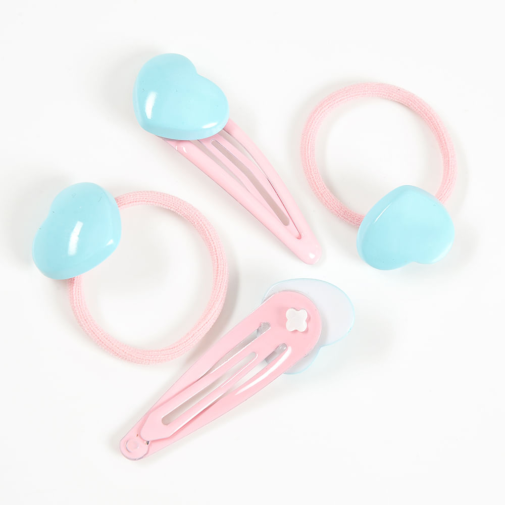 Set 4 accesorii de par cu inimi bleu - 3 | YEO