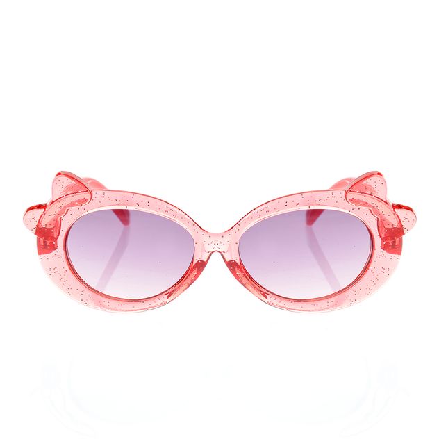 Ochelari de soare roz copii cu rame glitter si urechi decorative