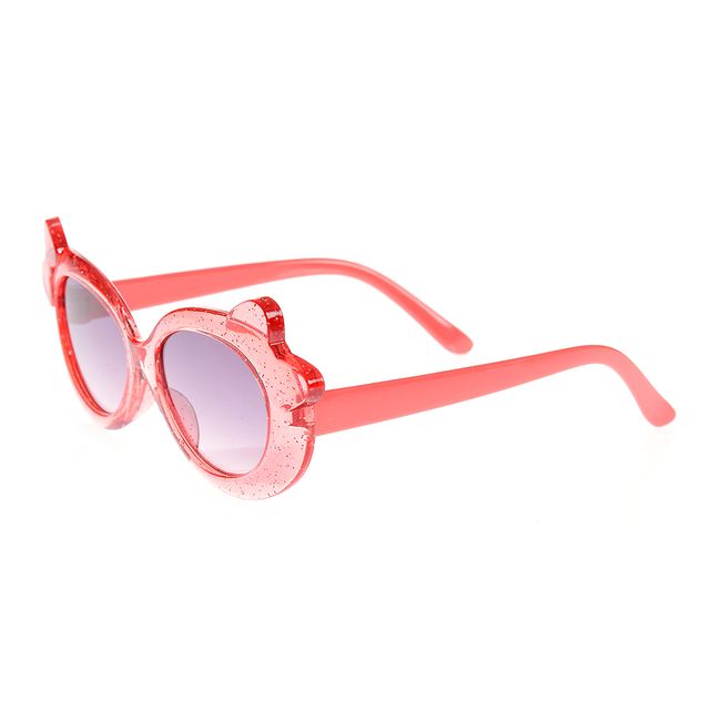 Ochelari de soare roz copii cu rame glitter si urechi decorative