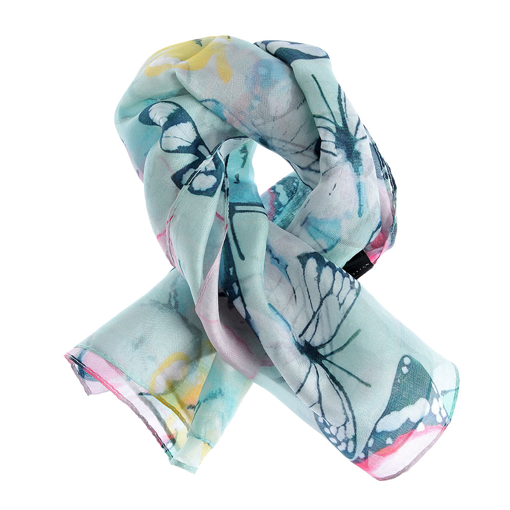 Esarfa din matase cu fluturi multicolori - 3 | YEO