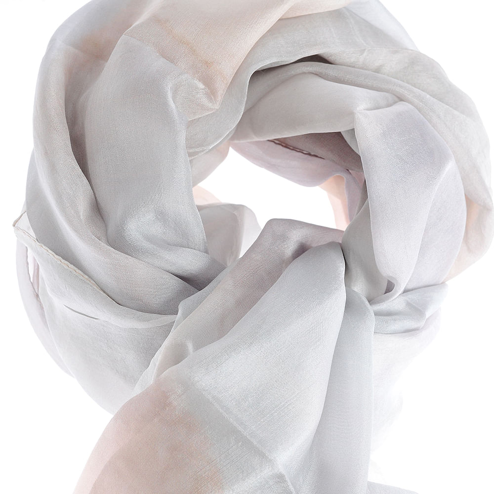 Esarfa din matase in nuante de alb si bej 100x180 cm - 1 | YEO