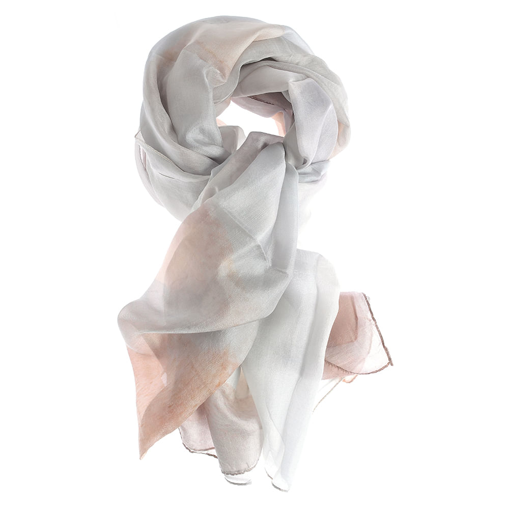 Esarfa din matase in nuante de alb si bej 100x180 cm - 3 | YEO