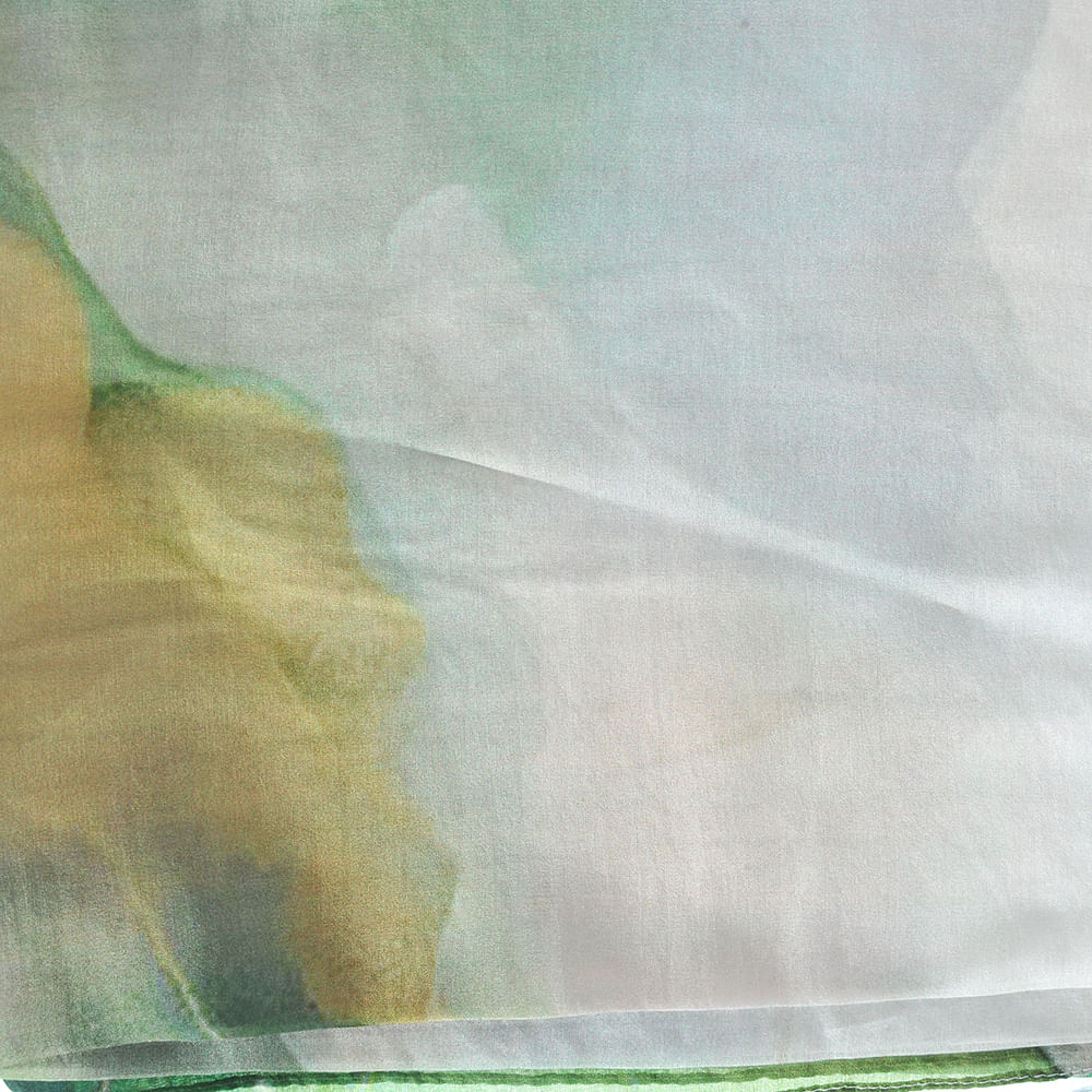 Esarfa din matase in nuante de verde si alb 50x180 cm - 2 | YEO