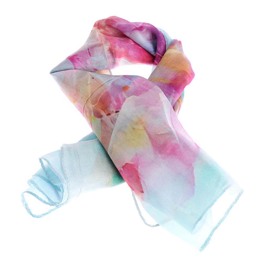 Esarfa matase imprimeu pastel multicolor 50x50 cm - 3 | YEO