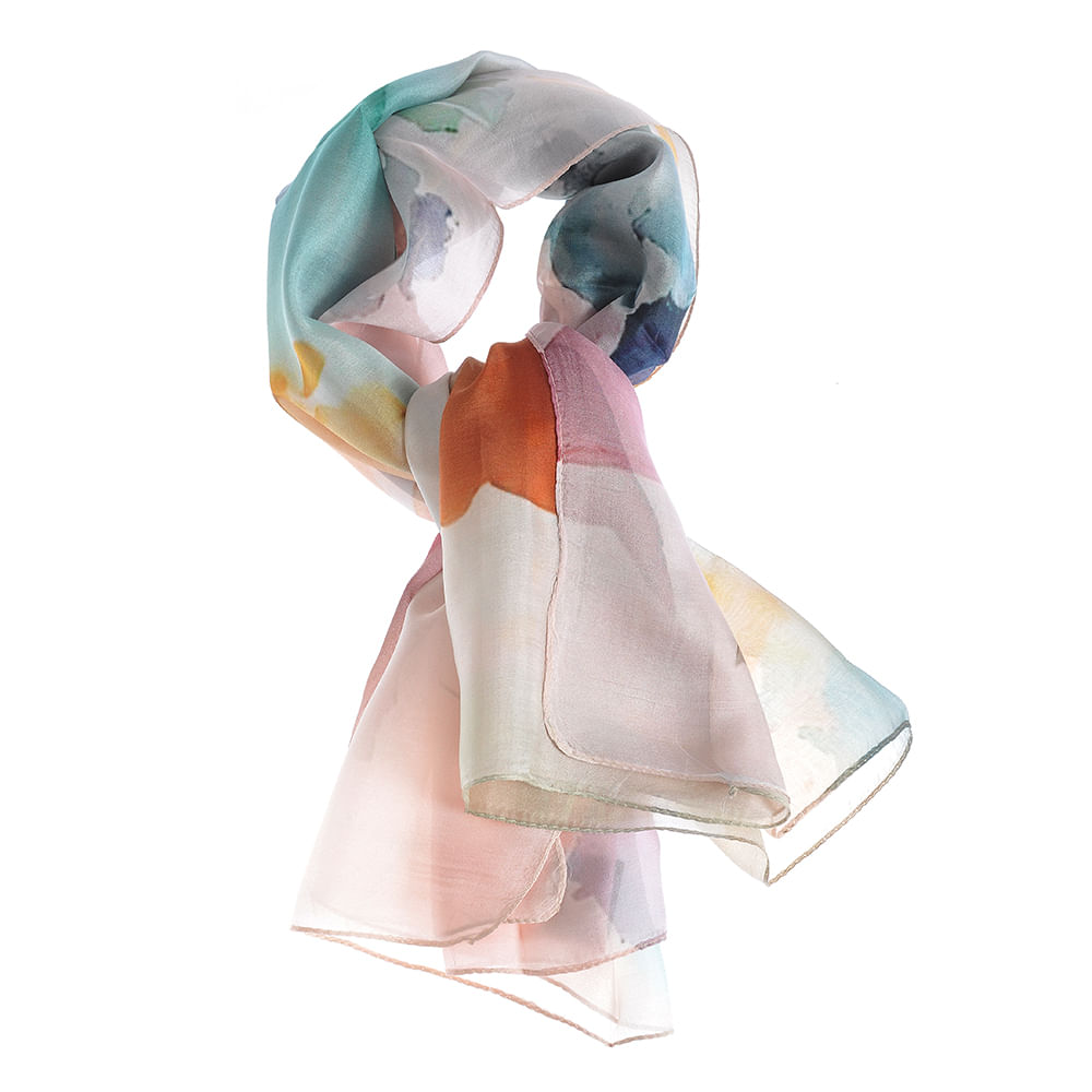 Esarfa matase design abstract multicolor 100x100 cm