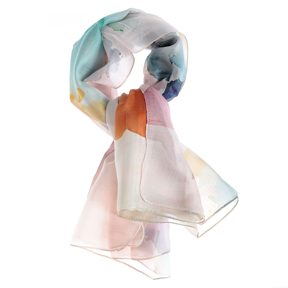 Esarfa matase design abstract multicolor 100x100 cm - 2 | YEO