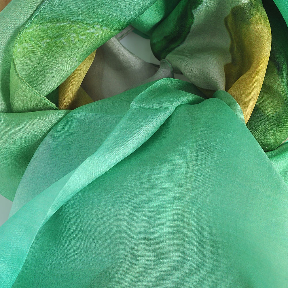 Esarfa din matase, verde degrade, eleganta si vaporoasa 50 x 180 cm - 1 | YEO