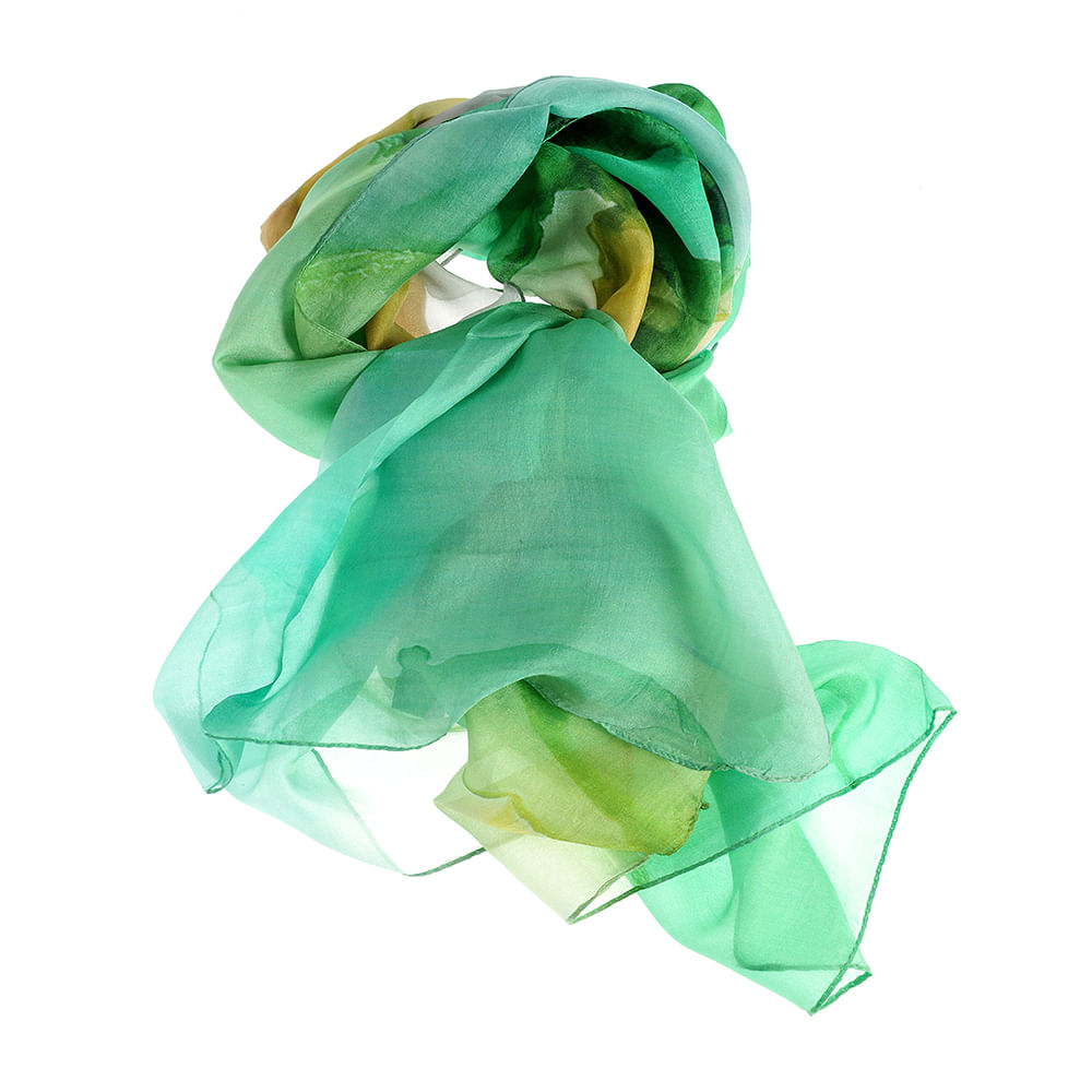 Esarfa din matase, verde degrade, eleganta si vaporoasa 50 x 180 cm - 3 | YEO