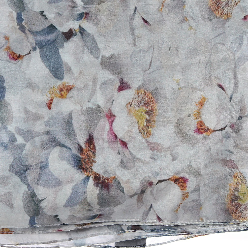 Esarfa din matase cu imprimeu floral in tonuri pastelate 50 x 180 cm - 2 | YEO