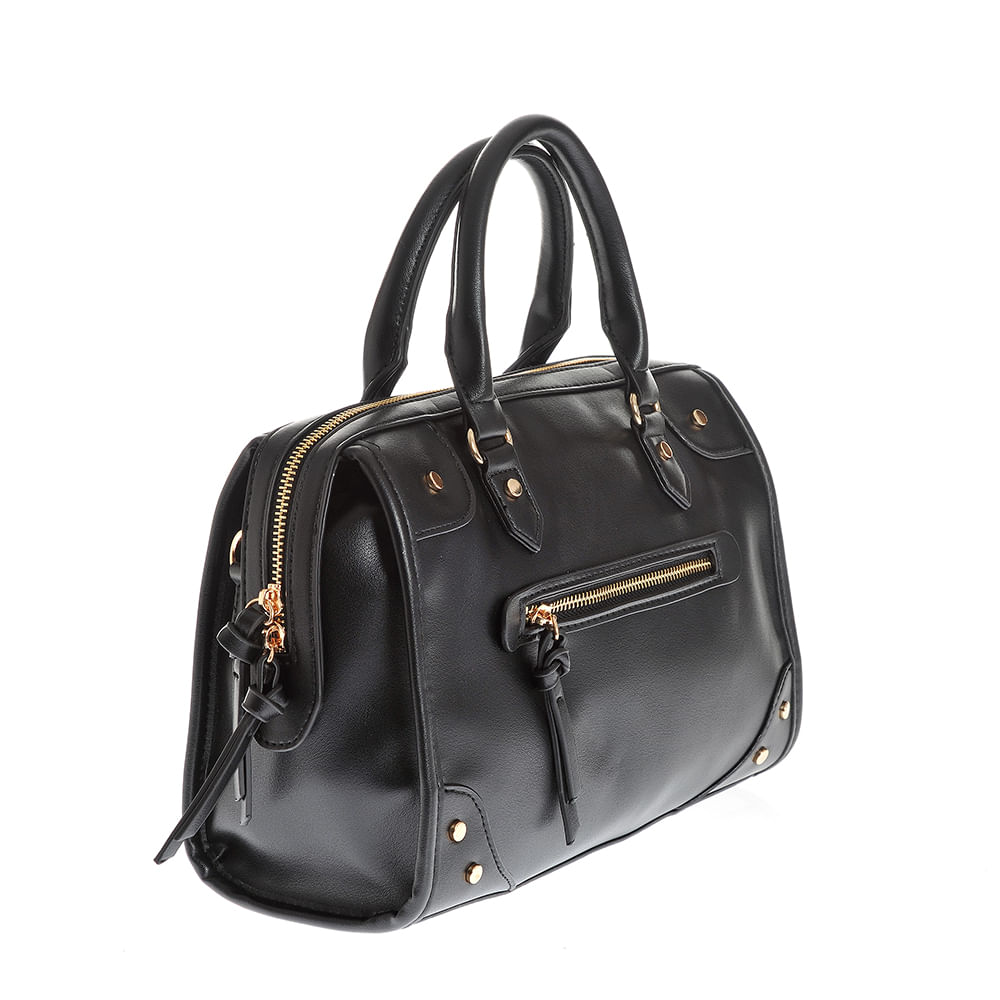 Geanta neagra de umar decorata cu nituri metalice - 1 | YEO