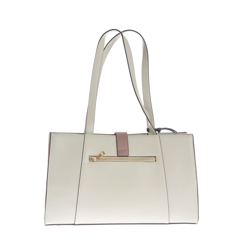 Geanta bej eleganta cu inchidere metalica multicolora - 2 | YEO