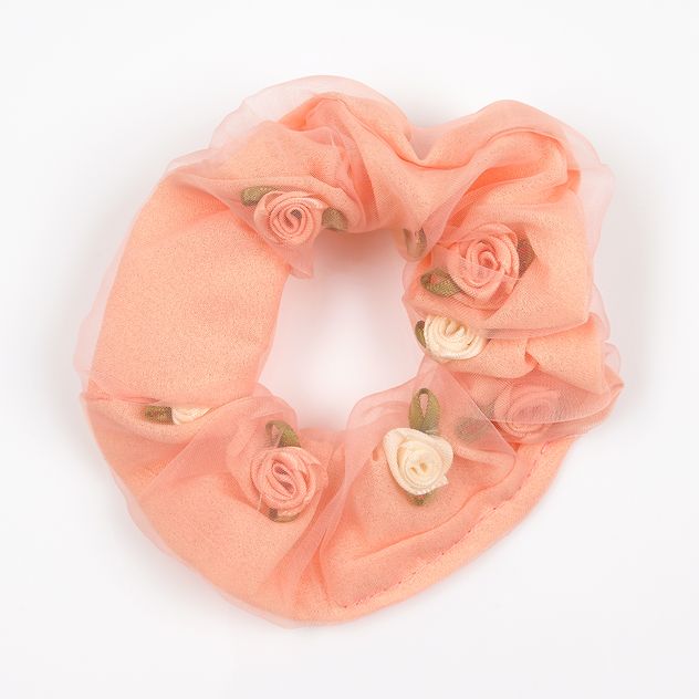 Elastic de par roz piersica cu trandafiri din tul