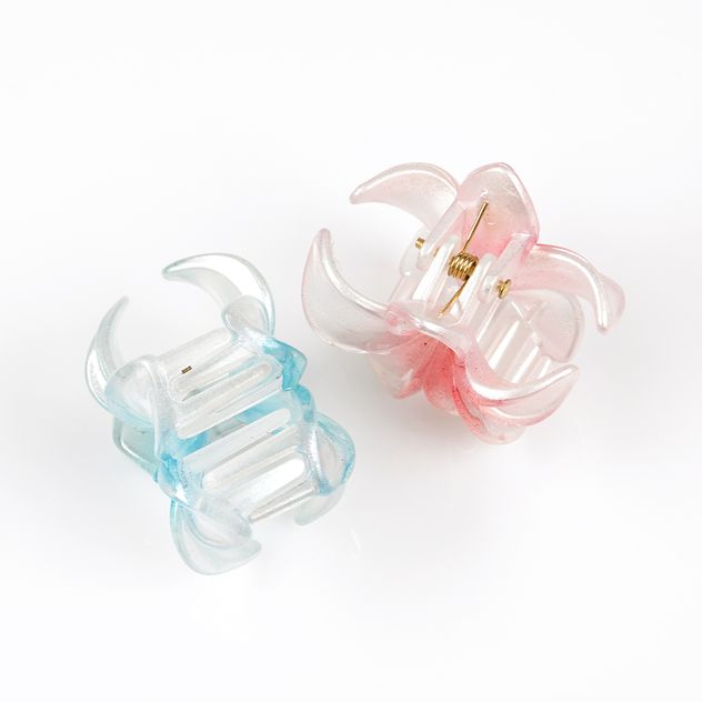 Set 2 clesti de par in forma de floare roz si albastra