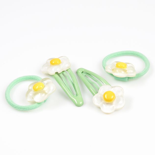 Set 2 elastice de par cu margarete albe si detalii galbene