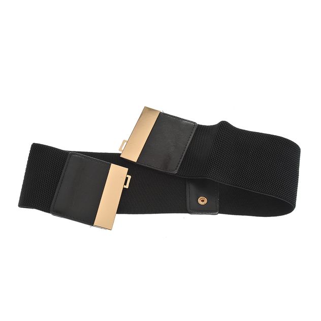 Curea elastica neagra cu detalii metalice aurii
