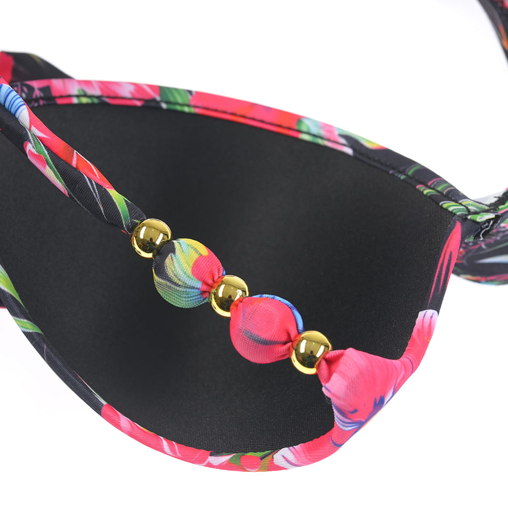 Sutien de baie cu flori roz - 2 | YEO