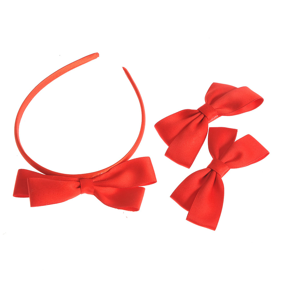Set bentita rosie cu doua agrafe rosii - 1 | YEO